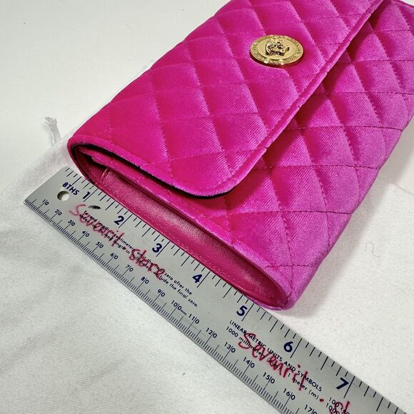 Versace La Medusa Velvet Quilted Leather Wallet On Chain Clutch Fuchsia NWT - Picture 11 of 12